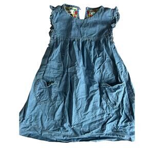 Mini Boden denim dress with heart pockets size 7-8